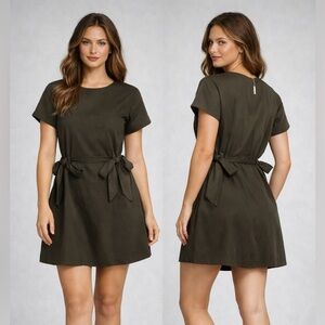 NWT ZARA ARMY GREEN BOW  DETAIL MINI DRESS XS